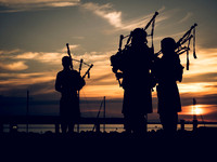 Pipers at sunset